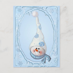 Carte Postale SNOWMAN, SCARF & SNOW CASQUETTE par SHARON SHARPE