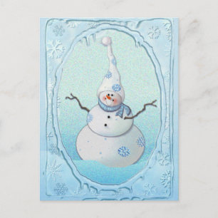 Carte Postale SNOWMAN, SCARF & SNOW CASQUETTE par SHARON SHARPE