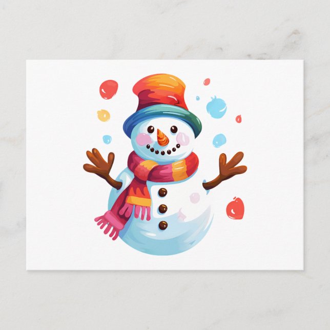 Carte Postale Snowman - Snowman gai pour Noël (Devant)