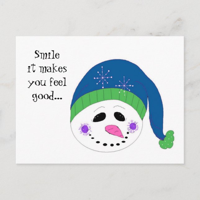 Carte Postale Snowman souriant (Devant)
