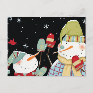 Carte Postale Snowmen moderne avec Mittens