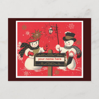 Carte Postale Snowmen vintage