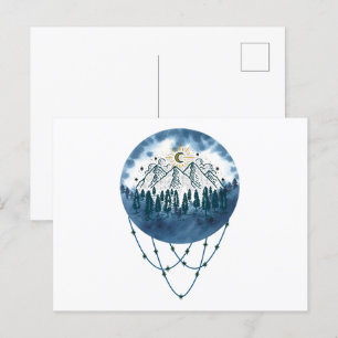 Carte Postale Snowy Mountain Pine Tree Nature Adventure Extérieu