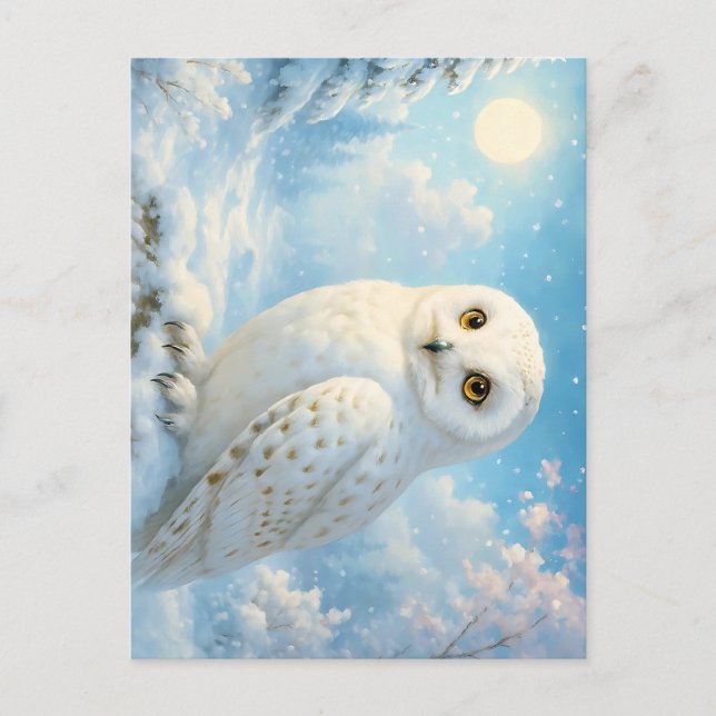 Carte Postale Snowy Owl in a Winter Wonderland (Devant)