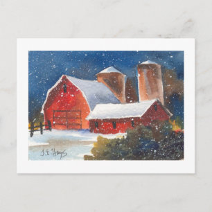 Carte Postale Snowy Soirée Granges & Silos