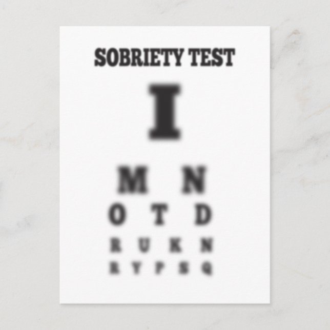 Carte Postale Sobriety Blurry Eye Chart Sobre pas bu (Devant)