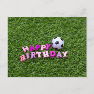 Carte Postale Soccer Anniversaire avec balle et Joyeux mot d'ann