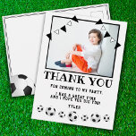 Carte Postale Soccer Balls Sports Photo Anniversaire Merci<br><div class="desc">Soccer Balls Sports Photo Anniversaire Carte postale Merci. Thème de football Merci carte postale pour les enfants - fille ou garçon. Le design a des balles de football et des drapeaux de bunting. Personnalisez la carte postale avec le nom de votre enfant et votre photo. Vous pouvez également modifier le...</div>