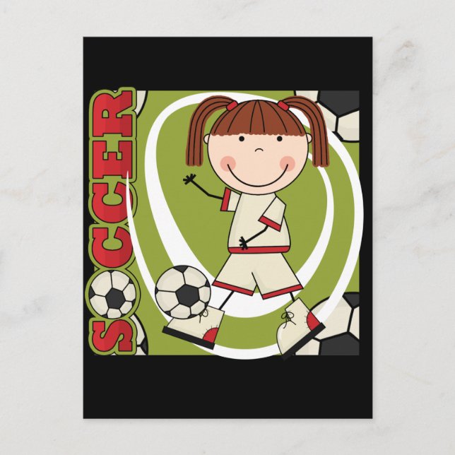 Carte Postale Soccer Brunette Girl T-shirts et cadeaux (Devant)