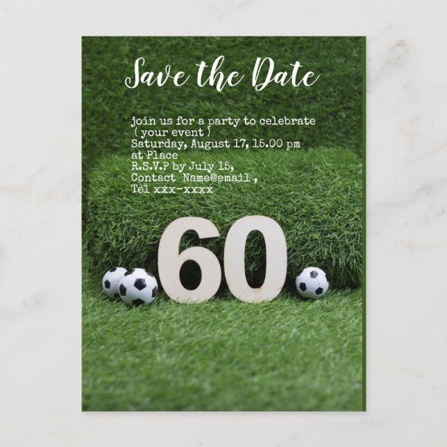 Carte Postale Soccer enregistrer la date balle 60e Anniversaire  (Devant)