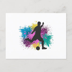 Carte Postale Soccer Grungy Couleur Splashes