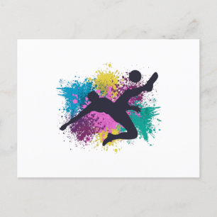 Carte Postale Soccer Grungy Couleur Splashes