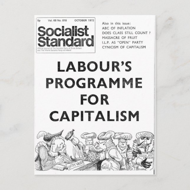 Carte Postale Socialist Standard October 1972 (Devant)