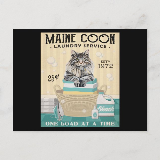 Carte Postale Société de lessive pour chat Maine Coon 2 (Devant)