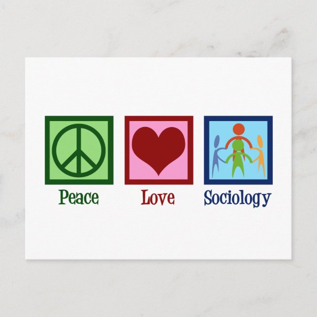 Carte Postale Sociologue Peace Love Professeur de sociologie (Devant)