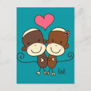 Carte postale Sock Monkey Hugz