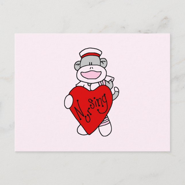 Carte Postale Sock Monkey I Love Nursing T-shirts et cadeaux (Devant)