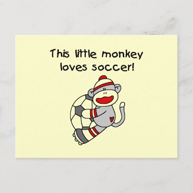 Carte Postale Sock Monkey Loves Soccer T-shirts et cadeaux (Devant)