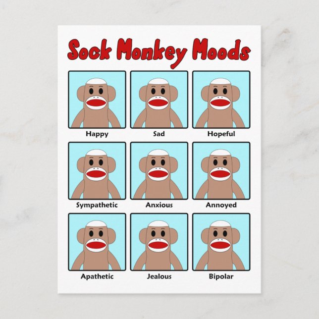 Carte Postale Sock Monkey Modes (Devant)