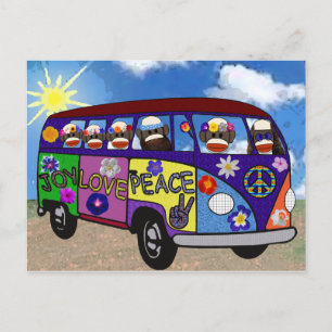 Carte Postale Sock Monkey Peace Bus 2