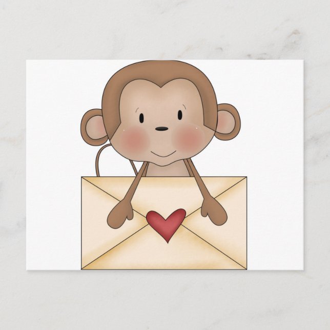 Carte Postale Sock singe avec lettre d'amour (Devant)