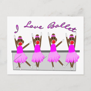Carte Postale sock singe   "I LOVE BALLET"
