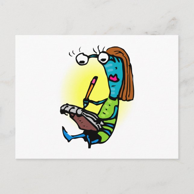 Carte Postale Sœur Alien Écrivant des Notes (Devant)