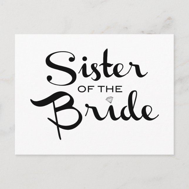 Carte Postale Soeur de la mariée Noir sur blanc (Devant)