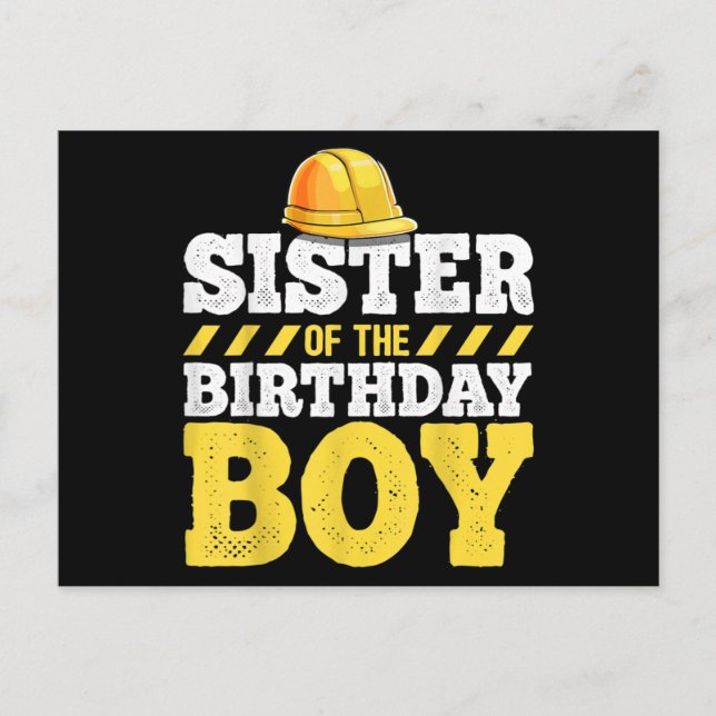 Carte Postale Sœur du garçon d'anniversaire Construction Anniver (Devant)