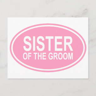Carte Postale Soeur du Mariage Groom Oval Pink