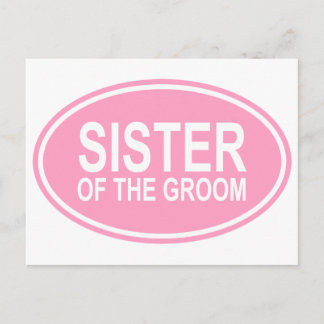 Carte Postale Soeur du Mariage Groom Oval Pink
