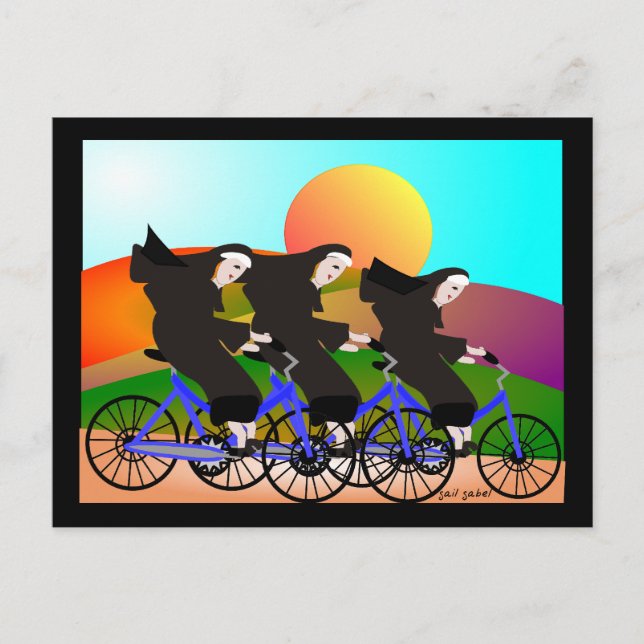 Carte Postale Soeurs à vélo Cadeaux d'art (Devant)