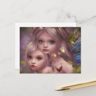 Carte Postale Soeurs des fées parmi les fleurs de la forêt