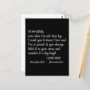 Carte Postale Sœurs Personnalisées À Ma Sœur Je T'Aime