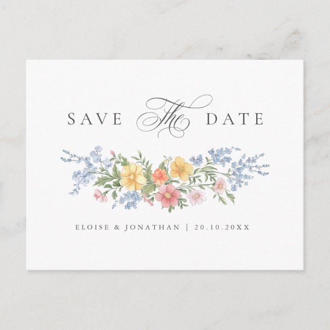 Carte Postale Soft Pastel Ornate Spring Garden Save the Date (Devant)