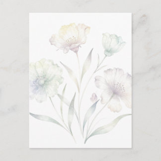 Carte Postale Soft Pastel Wildflowers Watercolor Grace