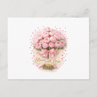 Carte Postale Soft Pink Peonies Bouquet Bloom With Love Postcard