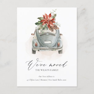 Carte Postale Soft Poinsettia Floral Voiture de Noël Nous avons
