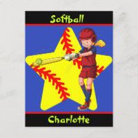 Softball Girls Star Batter Swing Personnalisé