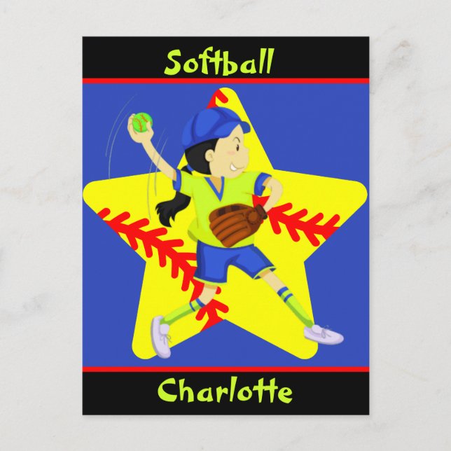 Carte Postale Softball Girls Star Pitcher Personnalisé (Devant)