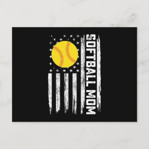 Carte Postale Softball Mom American Us Drapeau Fête Vintage des 