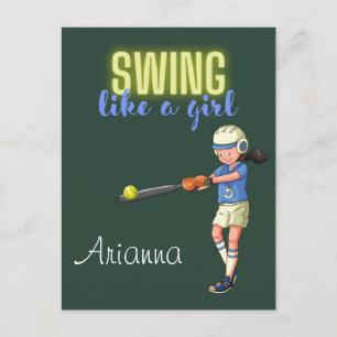 Carte Postale Softball Swing Like A Girl 