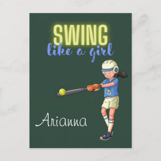 Carte Postale Softball Swing Like A Girl