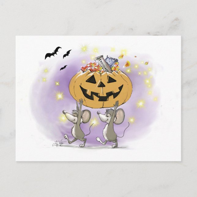 Carte Postale Soins Citrouilles d'Halloween pour Mic & Mac (Devant)