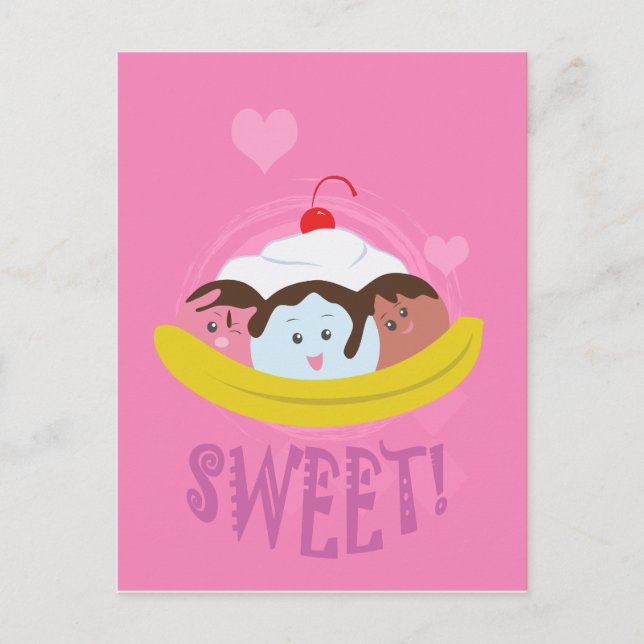 Carte Postale Soins sucrés - Split de banane ! (Devant)