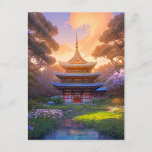 Carte Postale Soirée au beau temple japonais