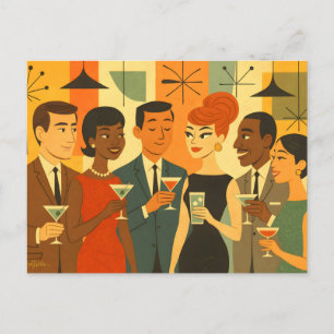 Carte Postale Soirée cocktail de bureau du milieu des années 60