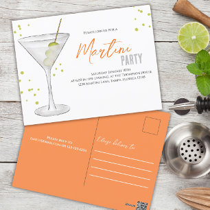 Carte Postale Soirée Cocktail Typographie Rétro Martini