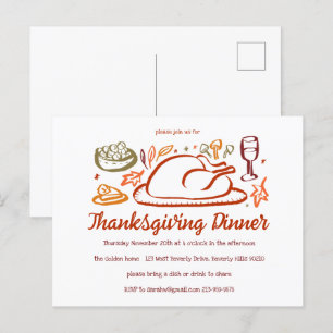 Carte Postale Soirée d'Action de grâces Whimsgiving Friendsgivin