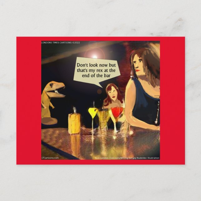 Carte Postale Soirée Dames Scene Drôle de T-Rex  (Devant)